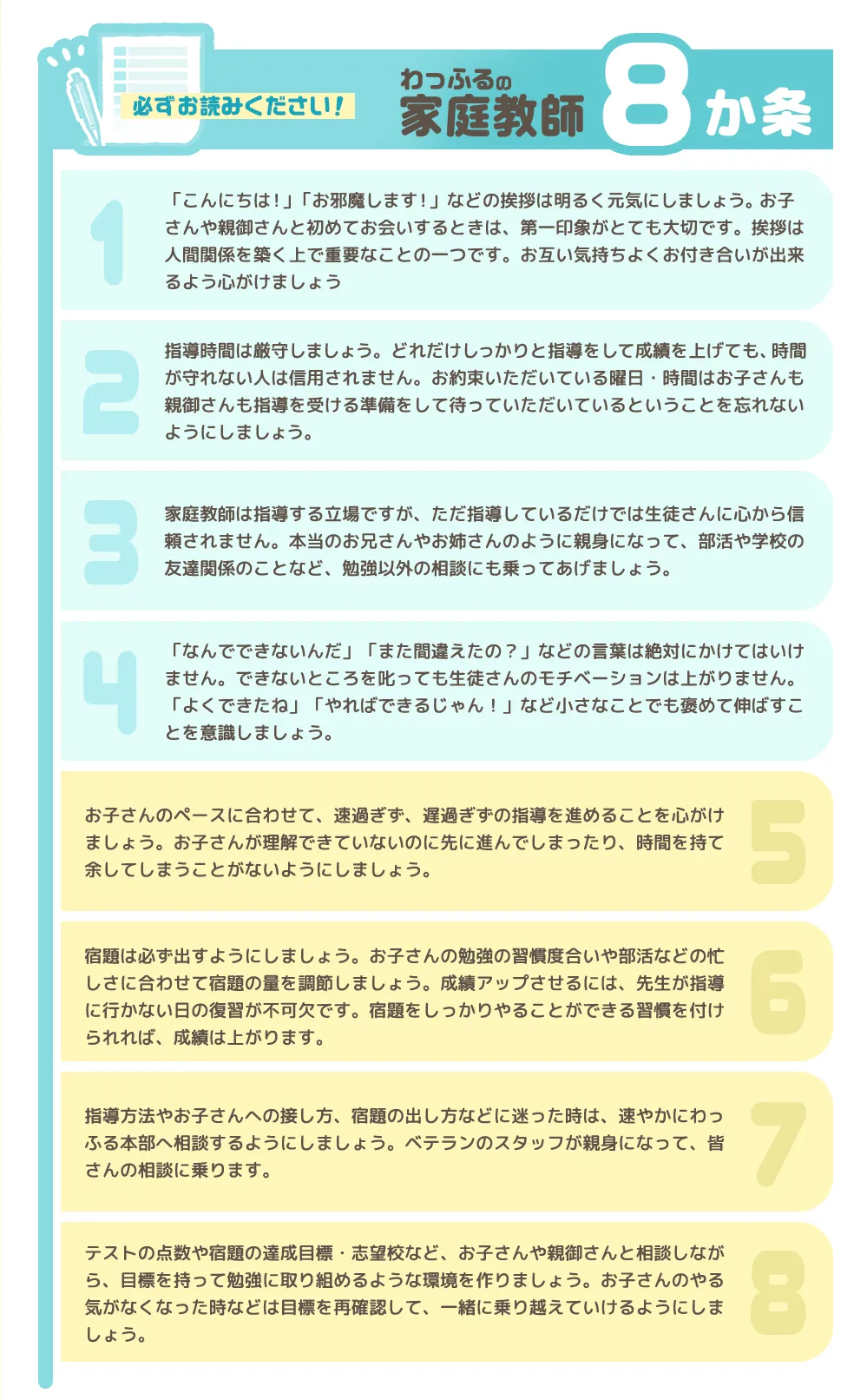 わっふるの家庭教師8か条